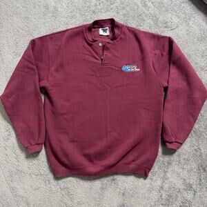 Vintage Lee Sweatshirt 90s Henley USA Mens L Odyssey of the Mind Pullover Red